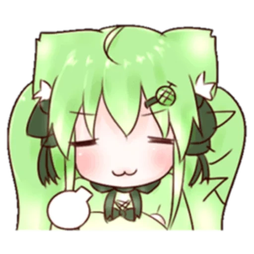 anime, anime, chibi vert, enkida foi chibi, vie de gacha de peau verte