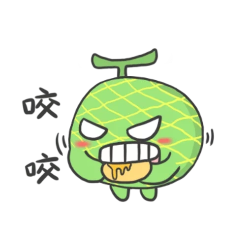 аниме, злой вирус, смайлик арбуз, зеленое яблоко, мультяшный арбуз