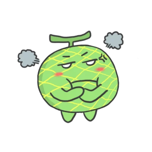 animation, walff chat room, watermelon with smiling face, green apple