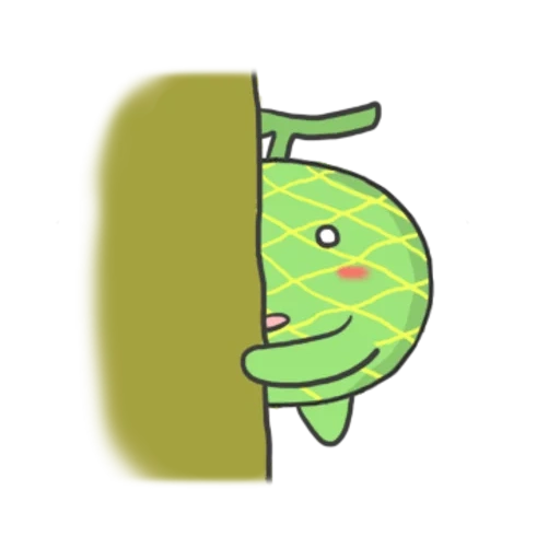 avocado, melon character, cantaloupe cartoon, fruit illustration, apple turtle expression