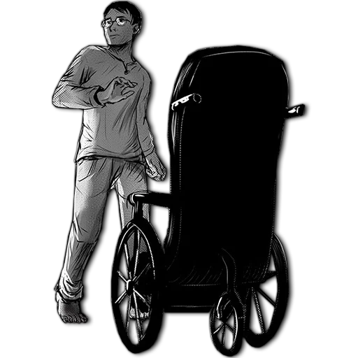 silhouettes, schizzo del passeggino invalutato, un uomo di sedia a rotelle, mamma di una sedia a rotelle silhouette, la silhouette di una persona con una sedia a rotelle