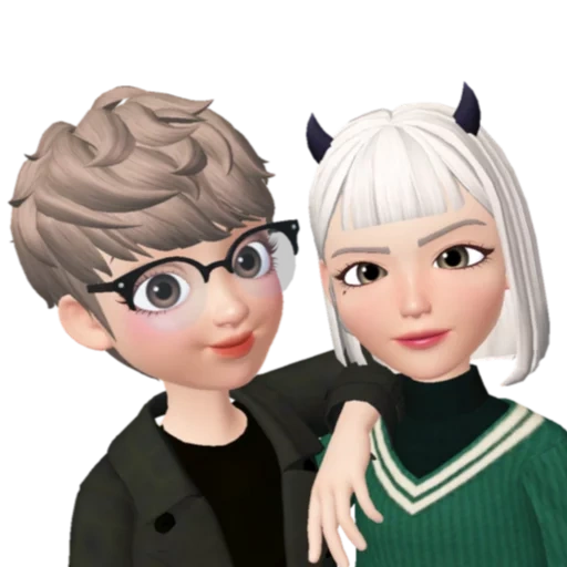 zépeto, personnages, beaux couples, paire zepetto, boy zepeto avec des verres de cheveux blancs