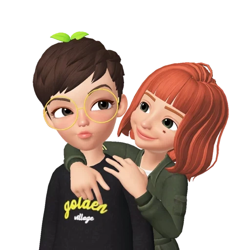 female, character, lovely couple, zepeto animoji, couple painting