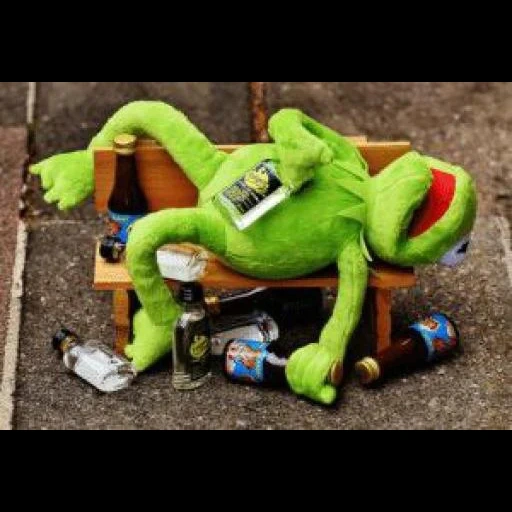 kermit, rana kermita, rana cermit, la rana kermit es una botella, el adicto a la rana kermita