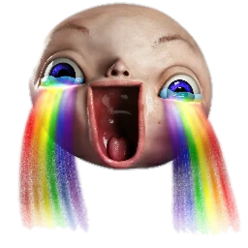 stiker, meme rainbow, pelangi dari mulut wajah