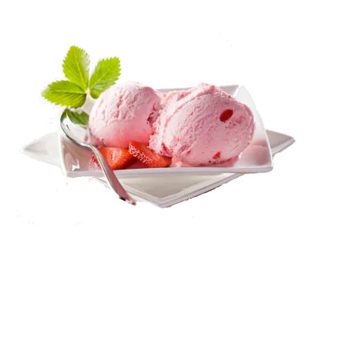 gelato, gelato al pp, gelato di frutta, gelato dietetico, gelato alla fragola su fondo bianco