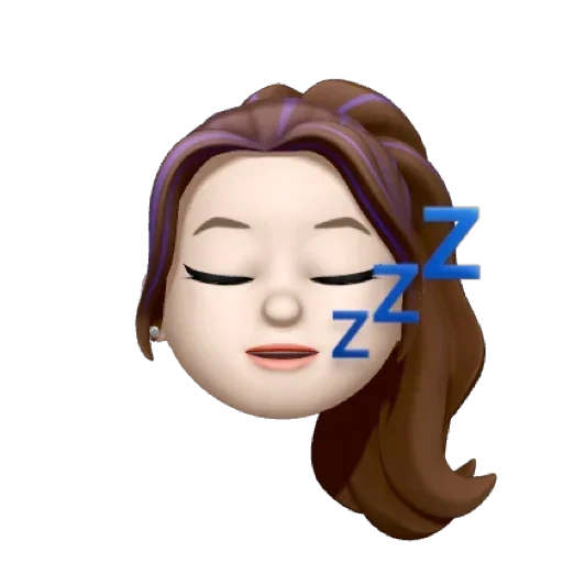 asiático, emoji, memoji, memoji tiene sueño, niña somnolienta emoji