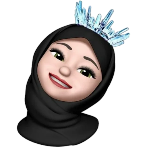 indonesien, hijab cartoon, sarah kurbanova, amina medzhidova, emoji steht vor einem hijabe