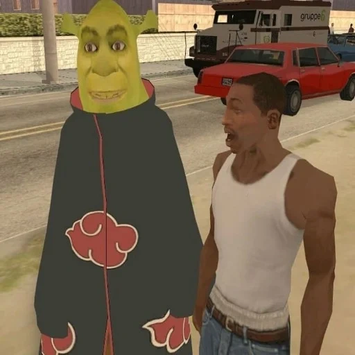 shrek, carl johnson, grand theft auto, riley gta san andreas, grand theft auto san andreas