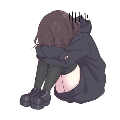 грустные аниме, менхера чан чиби, аниме тян грустная, грустная аниме девушка, грустная аниме девочка