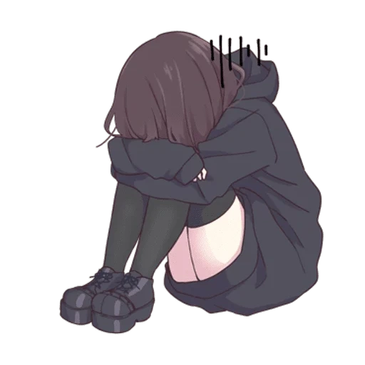 triste animación, mente hera a menudo chibi, campos de animación tristes, niña triste, niña triste