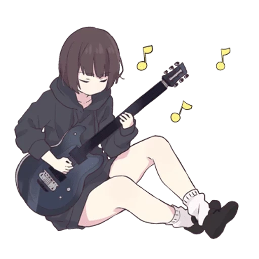 manher chan, menher chan, menhera chan, anime gitarre, das mädchen spielt eine gitarre