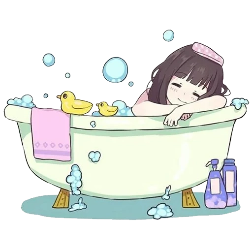 anime bagno, modello di vasca da bagno, la ragazza del bagno, modello bagno ragazza