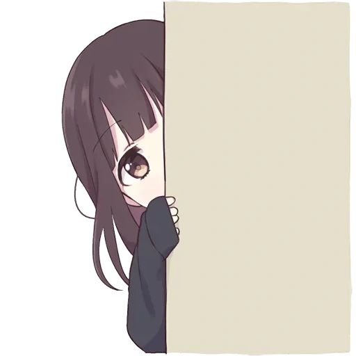 picture, anime girl, anime cute drawings, anime girl looks out, anime the character peeps out