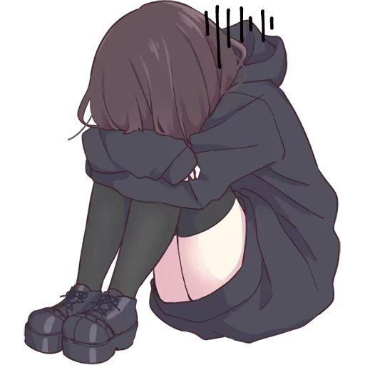 anime triste, menhra chang chibi, animation par menhera chen, anime field tristesse, fille d'anime triste