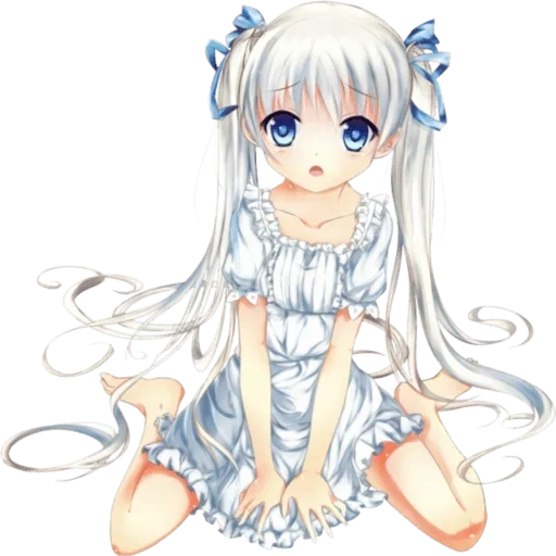 animation, anime white background, lorca on a white background, anime girl is small