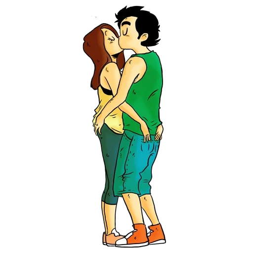 fan art, dessin artistique, beso 3 begereda, peinture de couple, motif de couple mignon