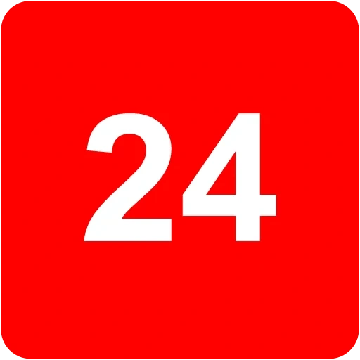 a 24, 24 s, número 24, 24 logotipo de medios, 24 horas de liquidación