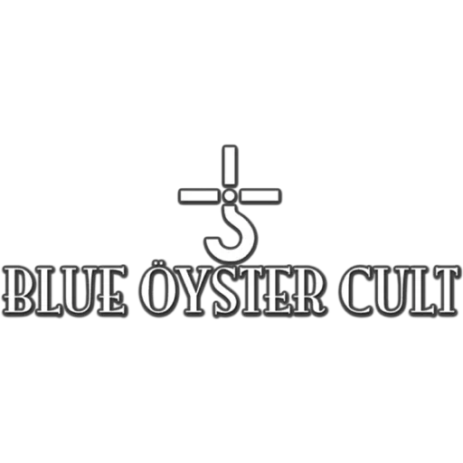 blue oyster cultip, blue oyster cult symbol, blue oyster cult, logo croce, testo