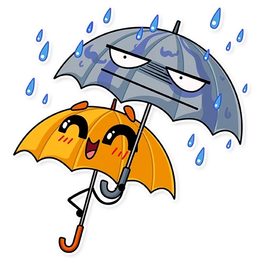 дождь, зонт мультяшный, смайлик зонтиком, зонтик прозрачный, зонтик дождь вектор