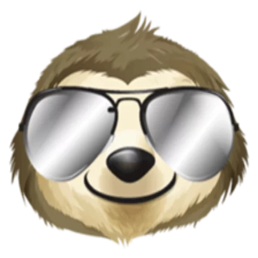 vision glasses, sloth smiling face, sloth 512*512, sunglasses cartoon, sunglasses