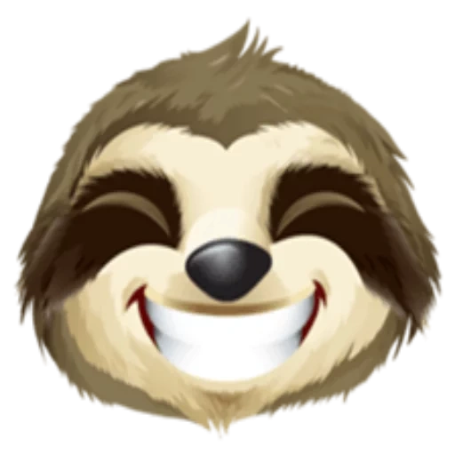 a sloth, a sloth mask, sloth smiling face, pompom cap