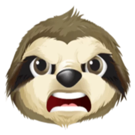 animation, a sloth, dog face, background animal, sloth smiling face