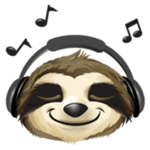 a sloth, sloth smiling face, sloth 512*512, a sloth with headphones, sloth fans earphone pattern