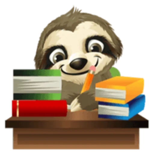 books, sloth, notebook, illustration, paulette stewart sloth trio