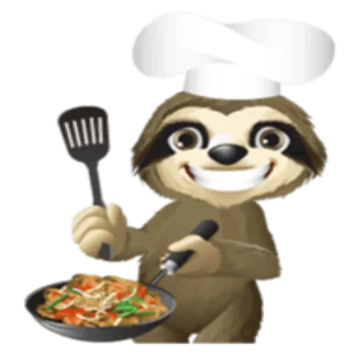 animals, raccoon chef, quito raccoon, the items on the table, cartoon character food