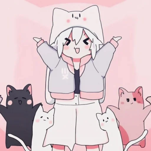 anime mignon, images animées, mafumafu neko, personnages d'anime, anime nya nya nihao