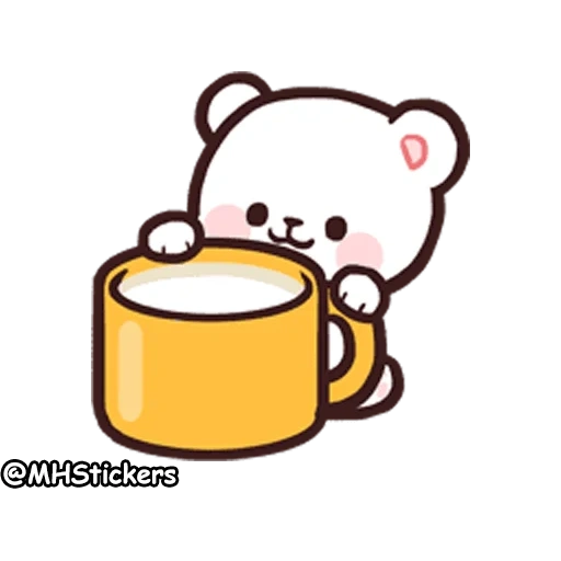 susu mocha, gambar kawaii, milk mocha bear, emoji harian susu