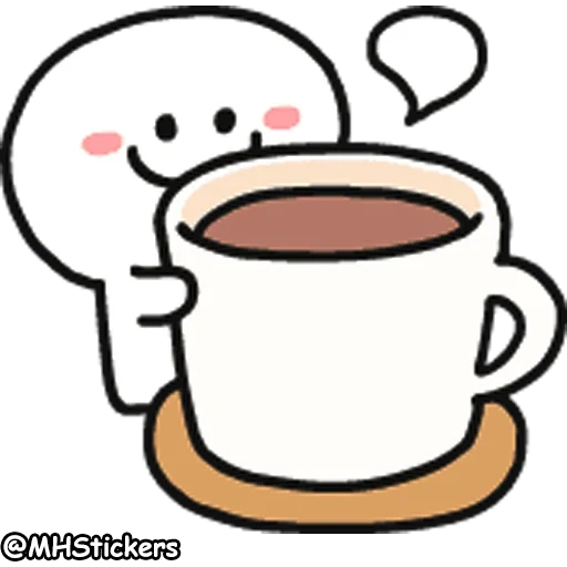 kaffee, kawai am morgen, der süße kaffee, kaffeetasse, cartoon für kaffee