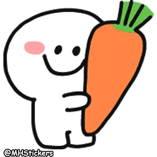 wortel, gambar kawaii, menggambar wortel, wortel adalah kartun, kelinci yang lucu