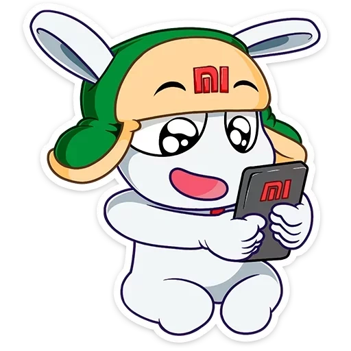 mi bunny кролик xiaomi, символ xiaomi заяц и андроид, кролик сяоми стикеры, стикеры, стикер заяц