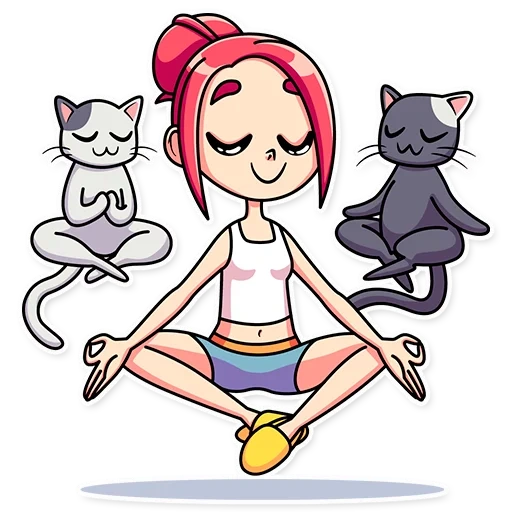 mia catlady, chica de yoga, los dibujos son lindos, bagre de gato de gráficos