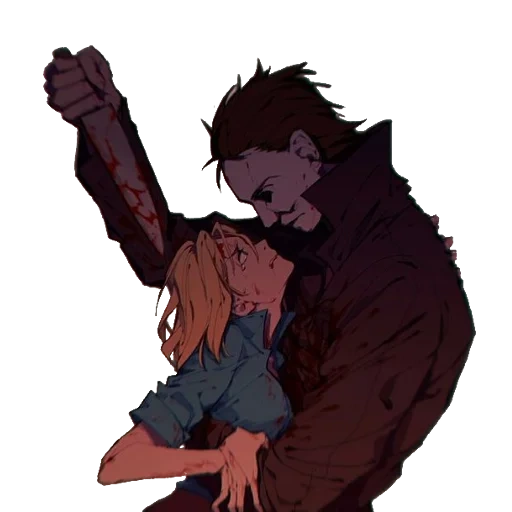 pasangan anime, pasangan seni anime, michael myers laurie, anime michael myers, jack parker michael miles