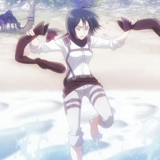 mikasa, mikasa attack, mikasa ackerman, three gods attack titan, mikasa ackerman rukia