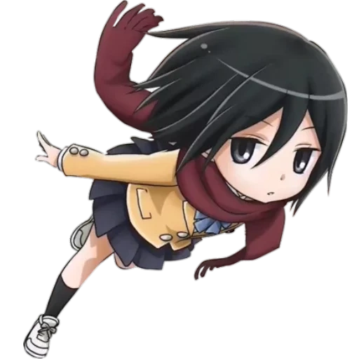 чиби микаса, атака титанов, mikasa ackerman, микаса чиби школе, микаса attack on titan junior high