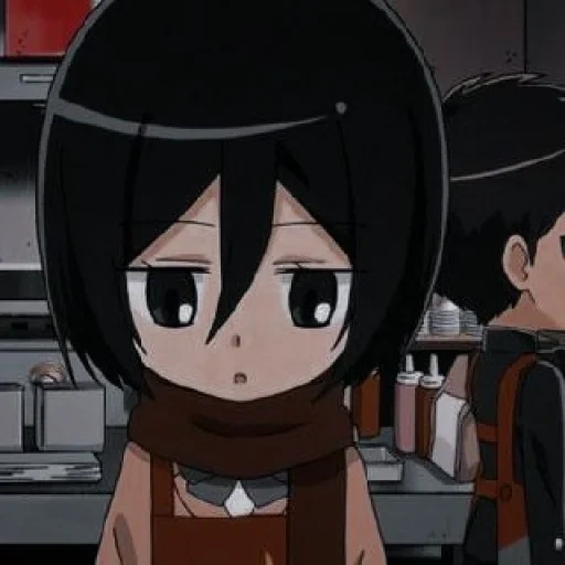 ataque dos titãs de mikas, ataque dos titãs chibi tudo, ataque de titãs do ensino médio, mikasa ackerman junior high, invasão do ensino médio