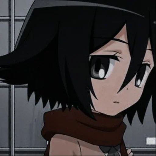 anime titan, anime girl, karakter anime, mikasa ackerman junior high, chibi sancang ackerman