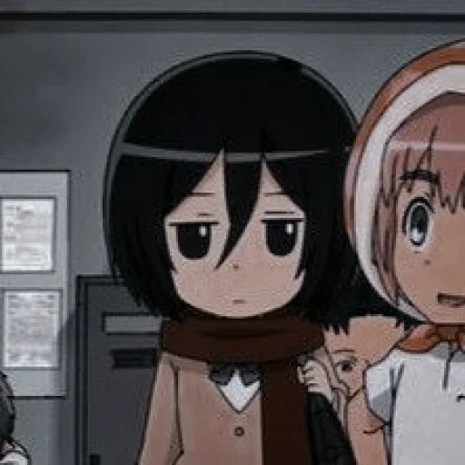 linda anime, titãs de anime, personagens de anime, mikasa ackerman junior high, escola secundária de ataque de titani armin ktik