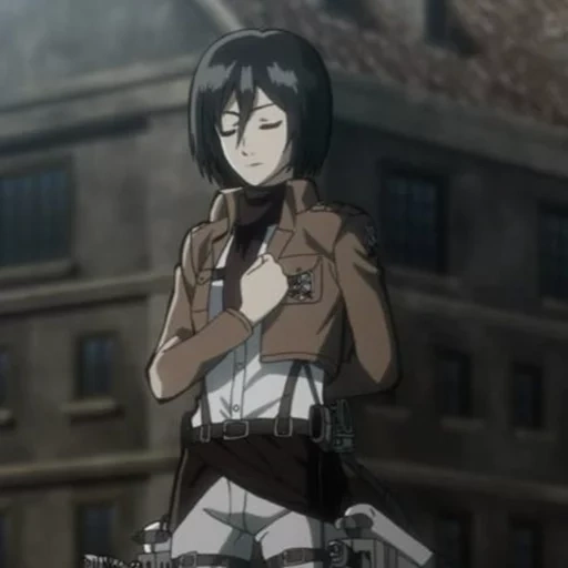 mikasa levy, mikasa ackerman 18, titan attaque le cadre des trois dieux, mikasa ackerman pleine hauteur, mikura ackerman attaque les titans