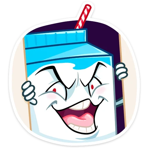 milk, sticker clown