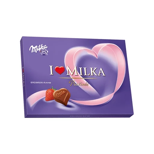 bonbons au lait, chocolat au lait, candy i love milka, candy i love crème au lait 120g, bonbons i love fraise au lait 120g