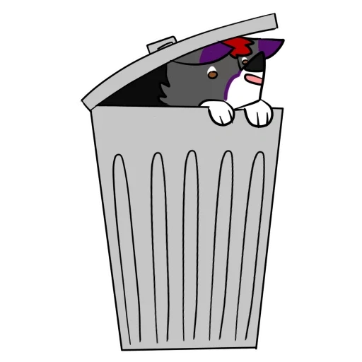 gato, bote de basura, contenedores de basura, dibujo de un bote de basura, basura de dibujos animados