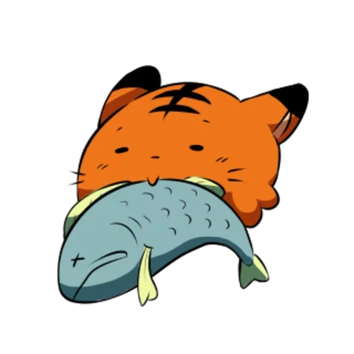 лиса, catfished, иллюстрация, спящий котенок, tasty blue акула
