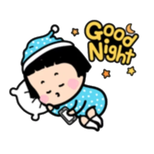 mimi, asiatiques, good night, autocollants mignons