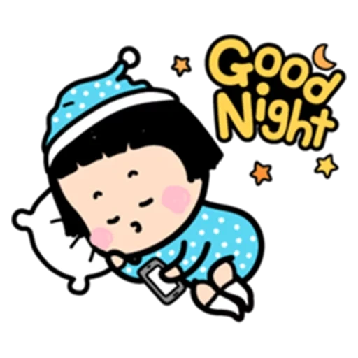 mimi, happy, good night, autocollants mignons