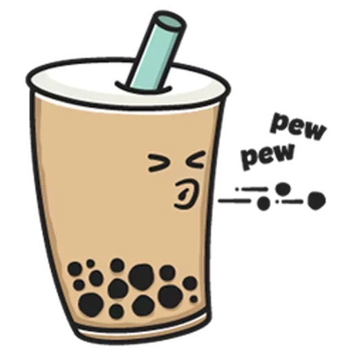 tem dough, bubble tea, dough sticker, boba tea sketch